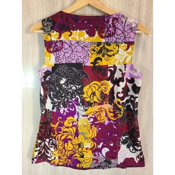212 Collection Multicolor Sleeveless Tank Top Size S Floral Abstract Blouse - Picture 2 of 6